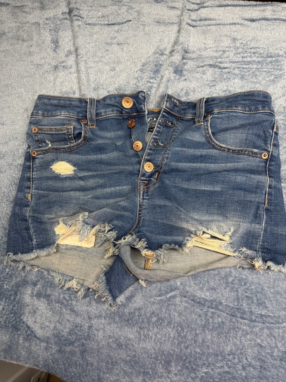 American Eagle Outfitters Distressed Blue Denim Shorts